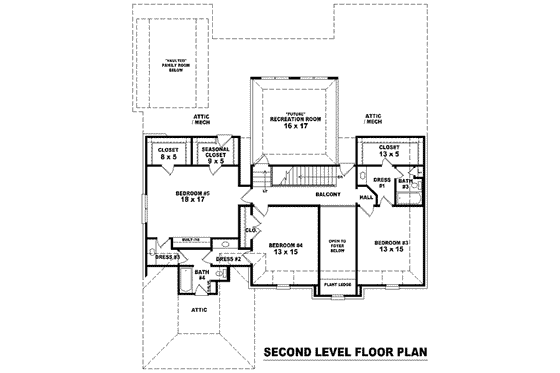 Floor Plan - Upper Floor for European House Plan #81-1585 - 5 bed, 4 bath