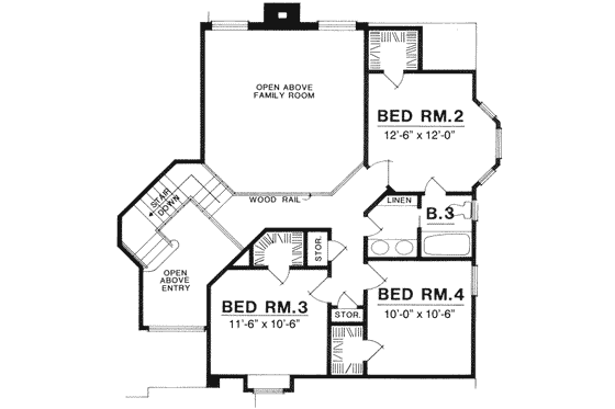 Floor Plan - Upper Floor for Traditional House Plan #40-158 - 4 bed, 2.5 bath