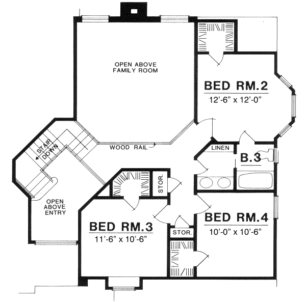 Traditional Floor Plan - Upper Floor Plan #40-158