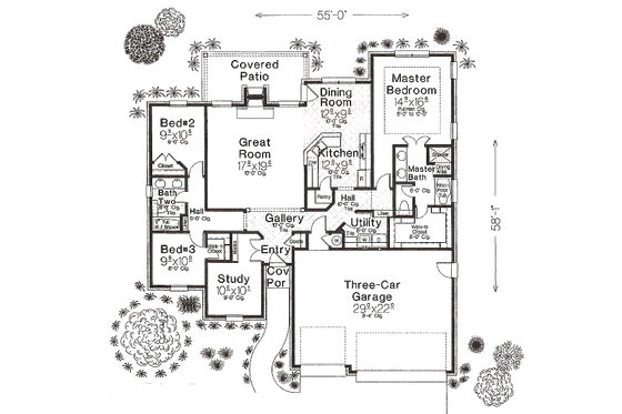 Floor Plan - Main Floor for European House Plan #310-969 - 3 bed, 2 bath