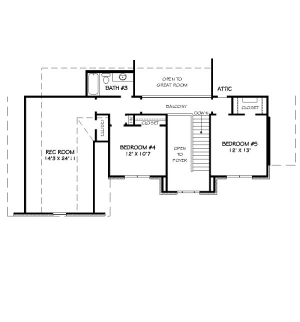 Traditional Floor Plan - Upper Floor Plan #424-389