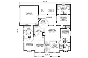 Floor Plan - Main Floor for Country House Plan #40-427 - 4 bed, 3 bath