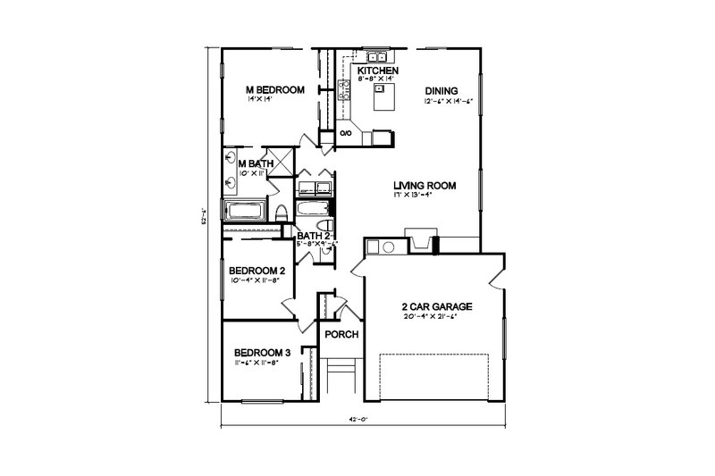 Architectural House Design - Floor Plan - Main Floor for Traditional House Plan #515-37 - 3 bed, 2 bath