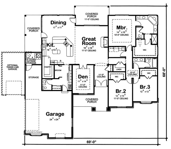Dream House Plan - European Floor Plan - Main Floor Plan #20-2128
