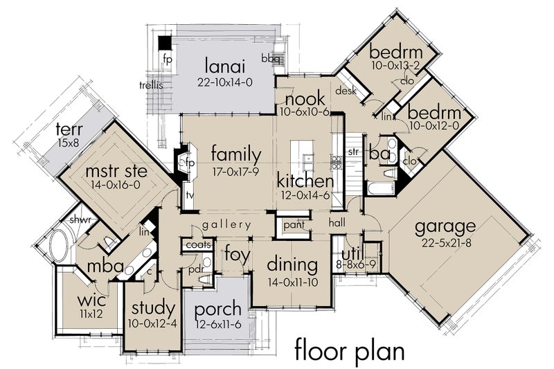 Architectural House Design - Floor Plan - Main Floor for Country House Plan #120-192 - 3 bed, 2.5 bath