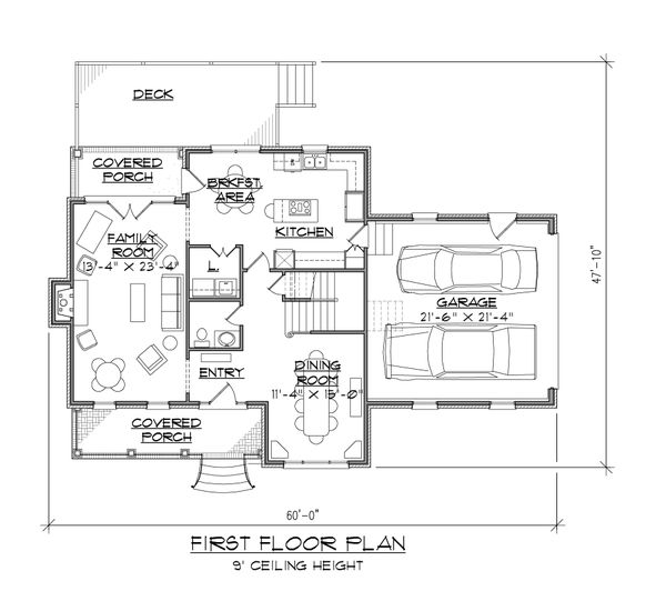 House Design - Traditional Floor Plan - Main Floor Plan #1054-55
