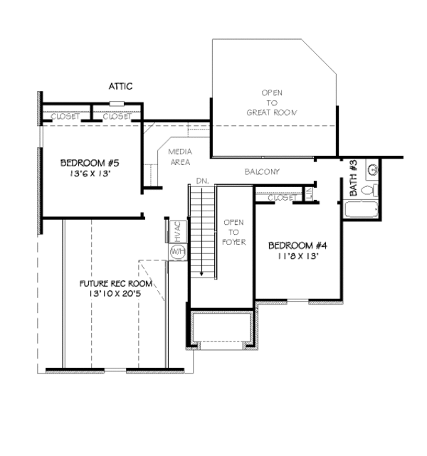 Traditional Floor Plan - Upper Floor Plan #424-285