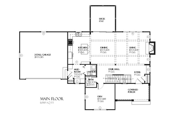 Floor Plan - Main Floor for Farmhouse House Plan #901-72 - 3 bed, 2.5 bath