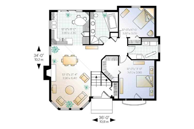 Home Plan - Floor Plan - Main Floor for Traditional House Plan #23-148 - 2 bed, 1 bath