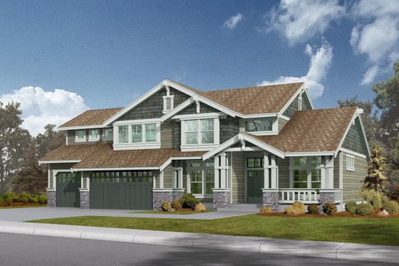 Exterior - Front Elevation for Craftsman House Plan #132-135 - 3 bed, 2.5 bath