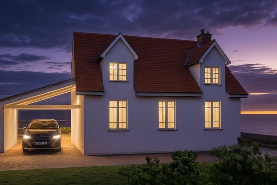 Exterior - Rear Elevation 1 for Tudor House Plan #542-7 - 2 bed, 1 bath