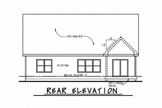 Exterior - Rear Elevation 1 for Cottage House Plan #20-2315 - 4 bed, 3 bath