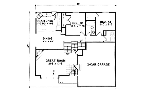 Floor Plan - Main Floor for Traditional House Plan #67-116 - 3 bed, 2 bath