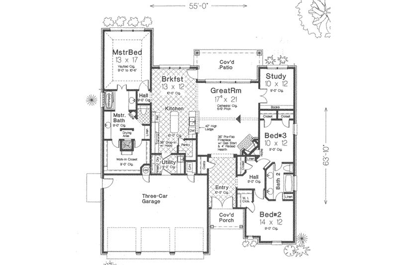 Home Plan - Floor Plan - Main Floor for Traditional House Plan #310-315 - 3 bed, 2 bath