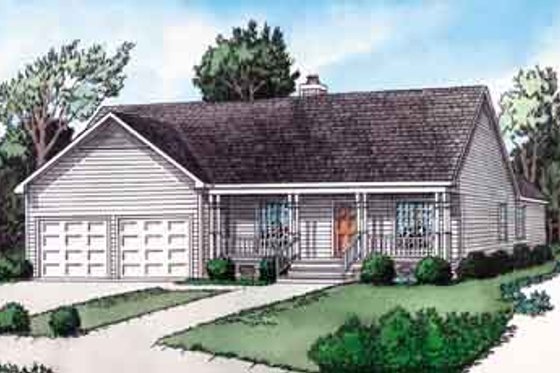 Exterior - Front Elevation for Traditional House Plan #16-255 - 2 bed, 2 bath