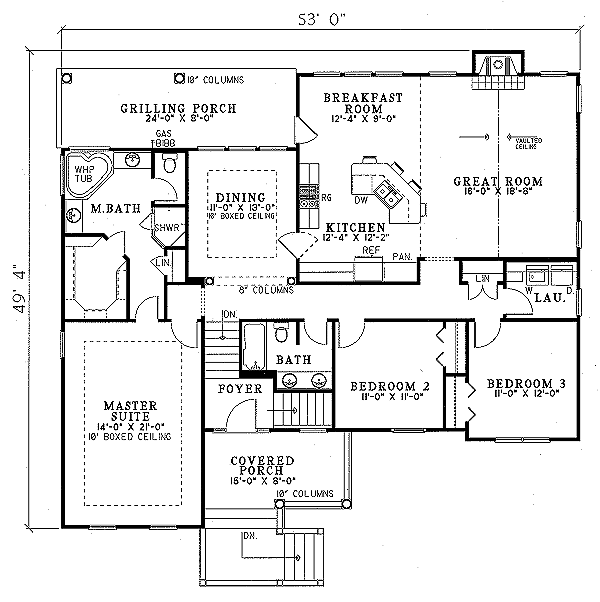 House Plan Design - Traditional Floor Plan - Main Floor Plan #17-303