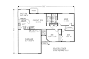 Ranch Style House Plan - 3 Beds 2 Baths 1155 Sq/Ft Plan #53-102 