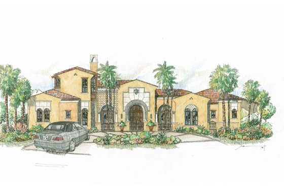 Exterior - Front Elevation for Mediterranean House Plan #426-19 - 4 bed, 5 bath