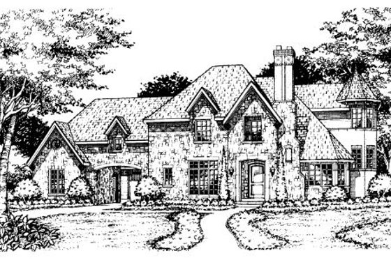 Exterior - Front Elevation for European House Plan #141-293 - 5 bed, 5.5 bath