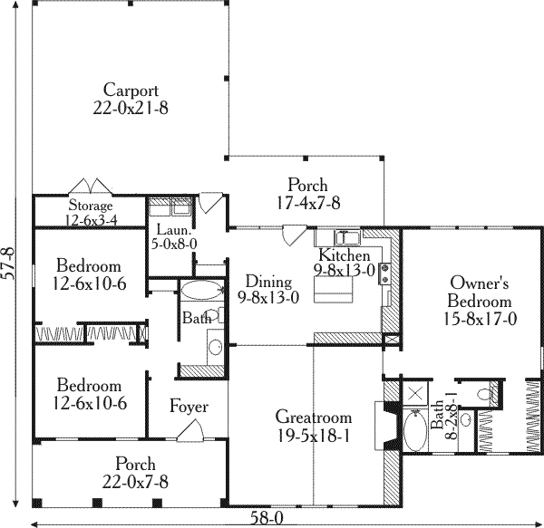 Dream House Plan - Country Floor Plan - Main Floor Plan #406-248