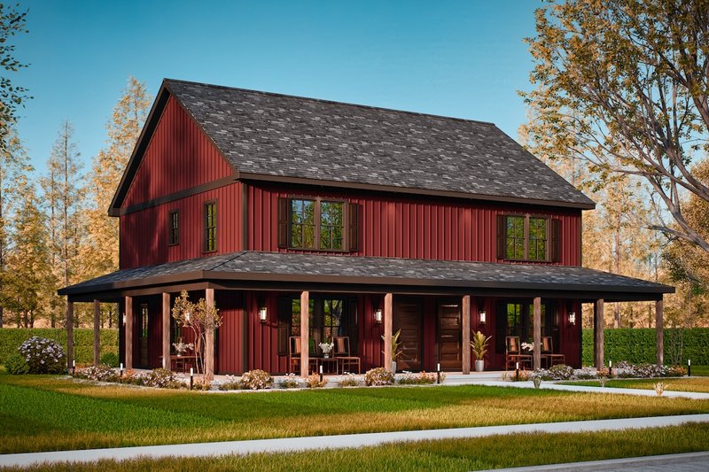 Architectural House Design - Barndominium Exterior - Front Elevation Plan #54-621