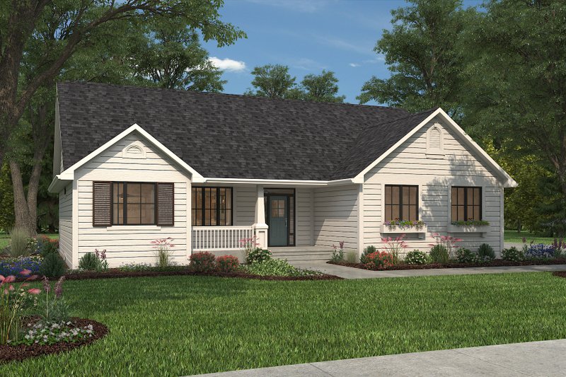Home Plan - Exterior - Front Elevation 5 for Ranch House Plan #427-5 - 3 bed, 2 bath