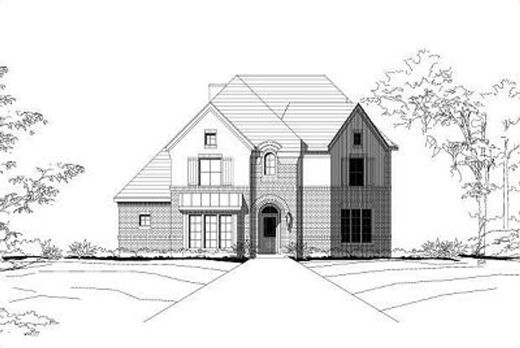 Exterior - Front Elevation 2 for European House Plan #411-437 - 4 bed, 3.5 bath