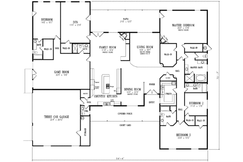 Ranch Style House Plan - 5 Beds 5.5 Baths 4949 Sq/Ft Plan #1-929 ...