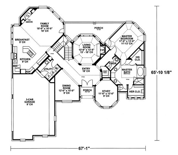 European Floor Plan - Main Floor Plan #20-2043