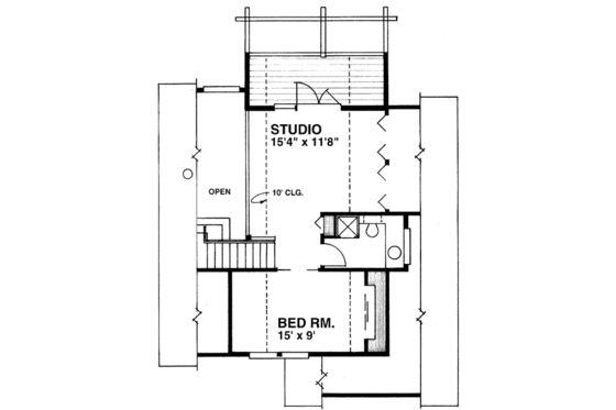 Floor Plan - Upper Floor for Cabin House Plan #118-102 - 2 bed, 2 bath