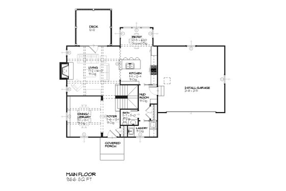 Floor Plan - Main Floor for Tudor House Plan #901-80 - 3 bed, 2.5 bath