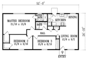 Adobe / Southwestern Style House Plan - 3 Beds 2 Baths 1296 Sq/Ft Plan #1-1075 