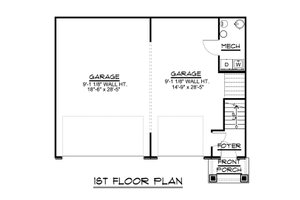Floor Plan - Main Floor for Craftsman House Plan #1064-91 - 2 bed, 1 bath