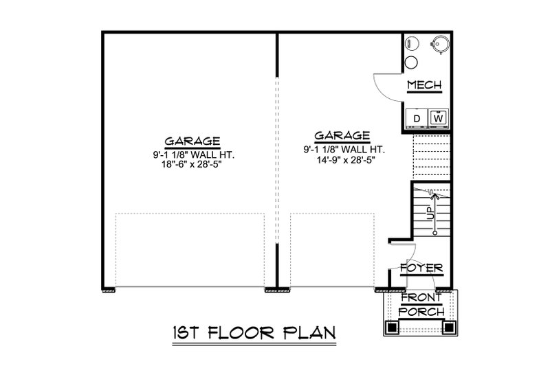 House Blueprint - Floor Plan - Main Floor for Craftsman House Plan #1064-91 - 2 bed, 1 bath