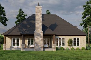 Exterior - Rear Elevation for European House Plan #17-3416 - 4 bed, 4.5 bath