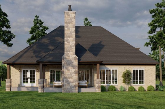 Exterior - Rear Elevation for European House Plan #17-3416 - 4 bed, 4.5 bath