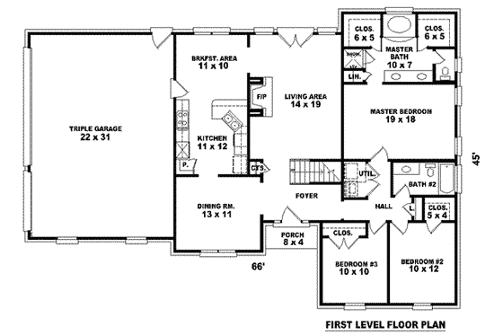 Floor Plan - Main Floor for European House Plan #81-870 - 3 bed, 2 bath