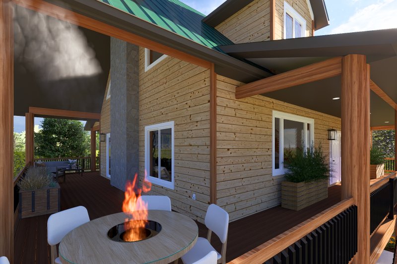 House Blueprint - Exterior - Covered Porch for Cabin House Plan #1060-190 - 4 bed, 2.5 bath