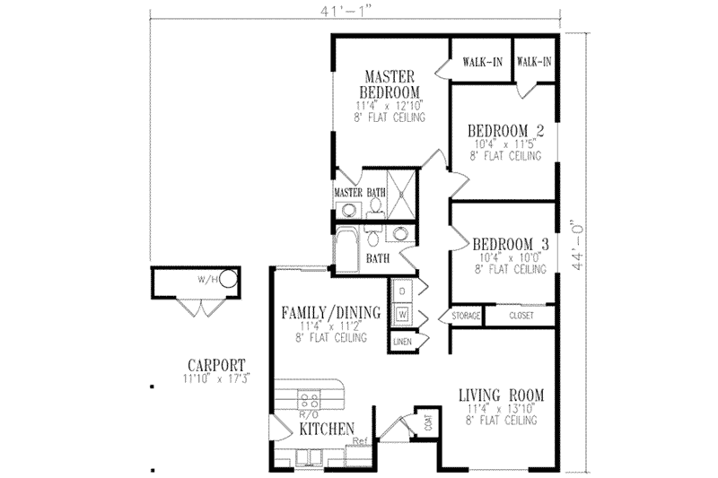 Home Plan - Floor Plan - Main Floor for Adobe / Southwestern House Plan #1-174 - 3 bed, 2 bath
