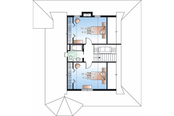 Floor Plan - Upper Floor for Farmhouse House Plan #23-823 - 3 bed, 2 bath