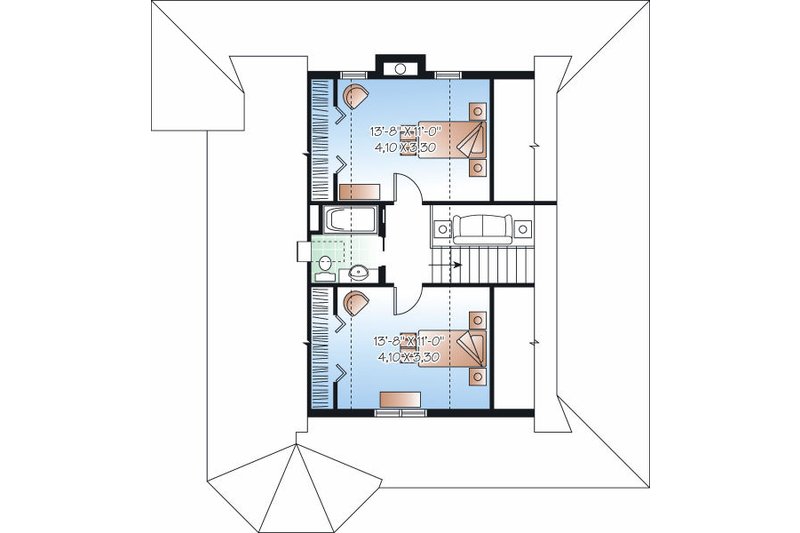 Architectural House Design - Floor Plan - Upper Floor for Farmhouse House Plan #23-823 - 3 bed, 2 bath