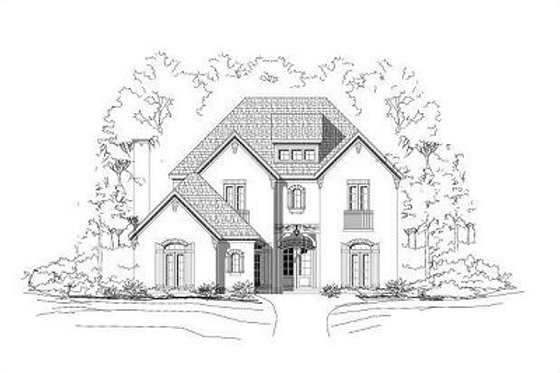 Exterior - Front Elevation for European House Plan #411-603 - 4 bed, 3.5 bath