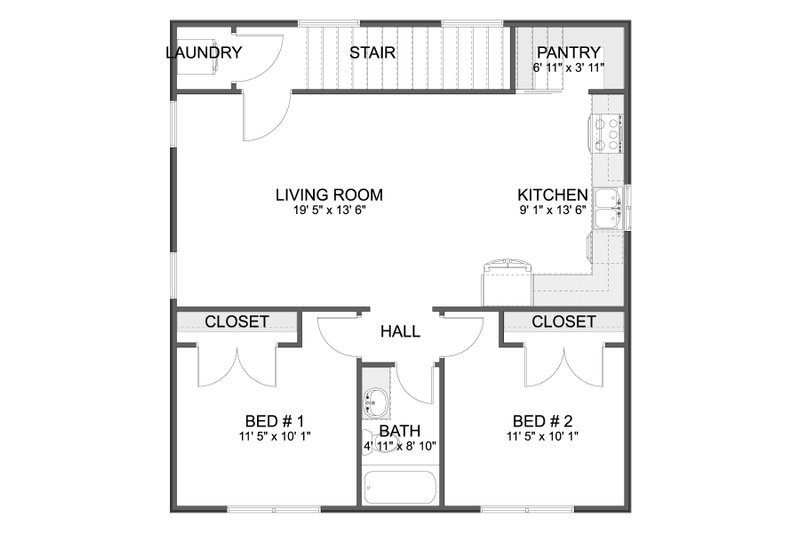 Architectural House Design - Floor Plan - Upper Floor for Farmhouse House Plan #1060-244 - 2 bed, 1 bath