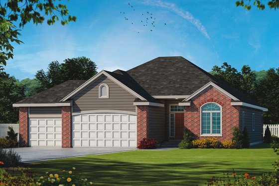 Exterior - Front Elevation 3 for Ranch House Plan #20-2255 - 2 bed, 2 bath