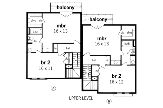 Floor Plan - Upper Floor for Traditional House Plan #45-297 - 2 bed, 1.5 bath