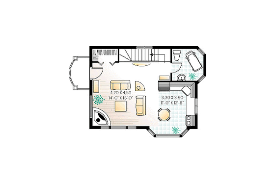 Floor Plan - Upper Floor for Cottage House Plan #23-2169 - 2 bed, 2 bath