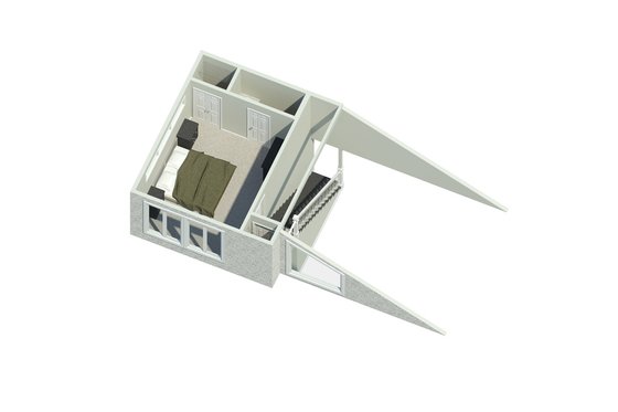 Floor Plan - Upper Floor 1 for Contemporary House Plan #57-626 - 2 bed, 1.5 bath