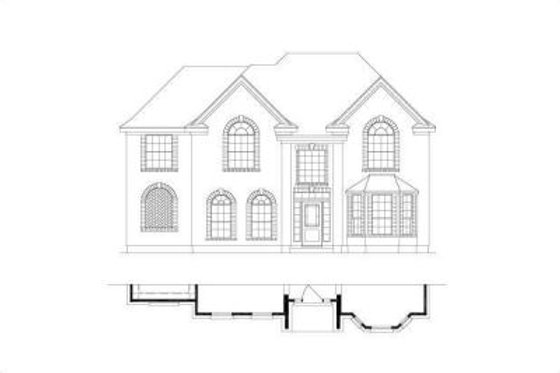 Exterior - Front Elevation for Colonial House Plan #411-223 - 4 bed, 2 bath