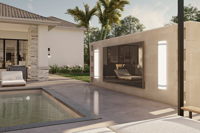 House Blueprint - Exterior - Outdoor Living 1 for Mediterranean House Plan #455-620 - 2 bed, 2 bath
