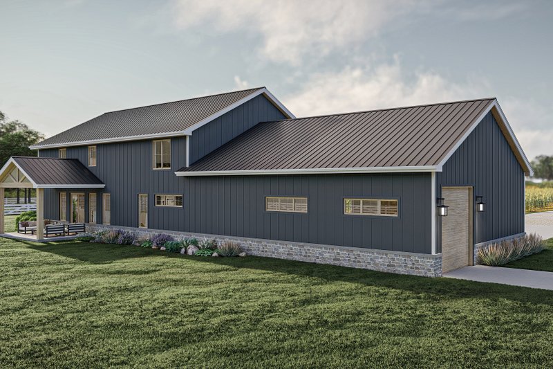 Home Plan - Exterior - Rear Elevation for Barndominium House Plan #455-523 - 4 bed, 2.5 bath